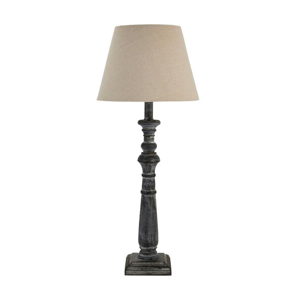Wyld Haus Mossfern Grey Washed Wooden Column Table Lamp