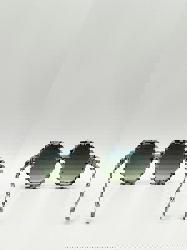 SVNX Pale grey tortoiseshell oversized hexagon Sunglasses