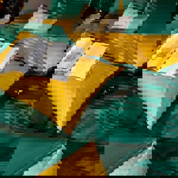 Anyhouz Anycozy Duvet Comforter Set Full Deep Green/ Yellow Blanket Bedspread 4 Pcs Bed Set