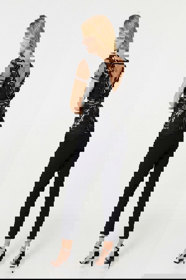 Black | Geometric Sequin Mesh Short Sleeve Top
