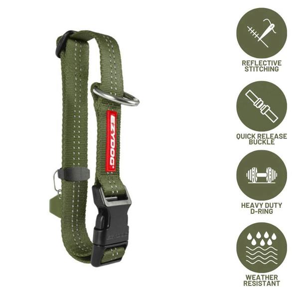 EzyDog Essential Adjustable Dog Collar in Green
