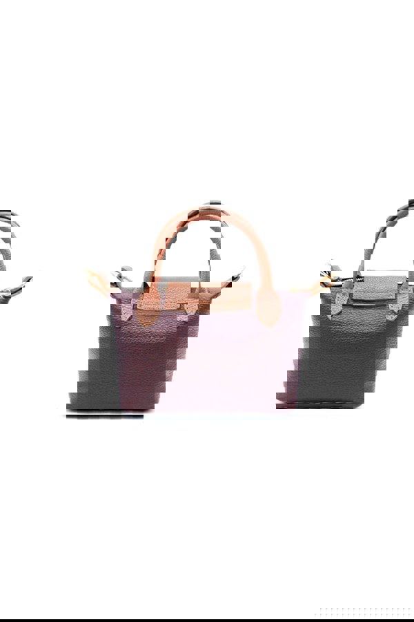 Kitise Compact Two-Tone Handbag with Top Handles and Strap