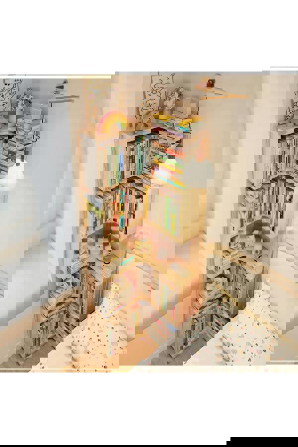 Living and Home 6/5/4-Tier L-shaped Corner Bookshelf Wooden Storage Rack Bookcase Holder Organizer