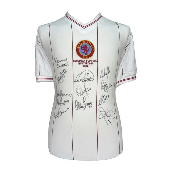 Unbranded Aston Villa 1982 European Cup Final shirt signed by 12 — Framed