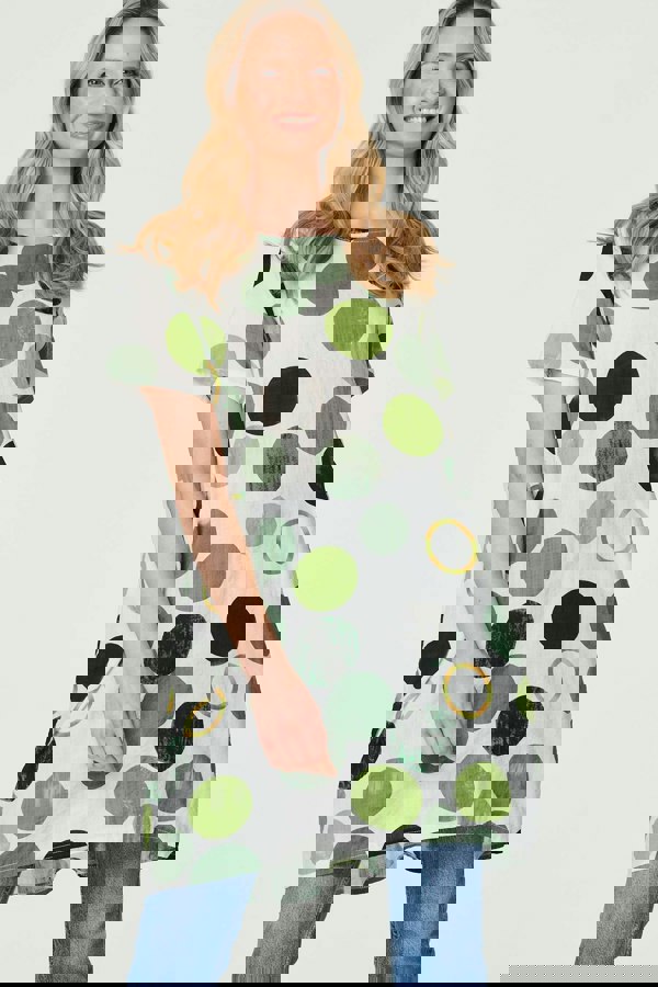 Green | Polka Dot Relaxed Tunic Dress