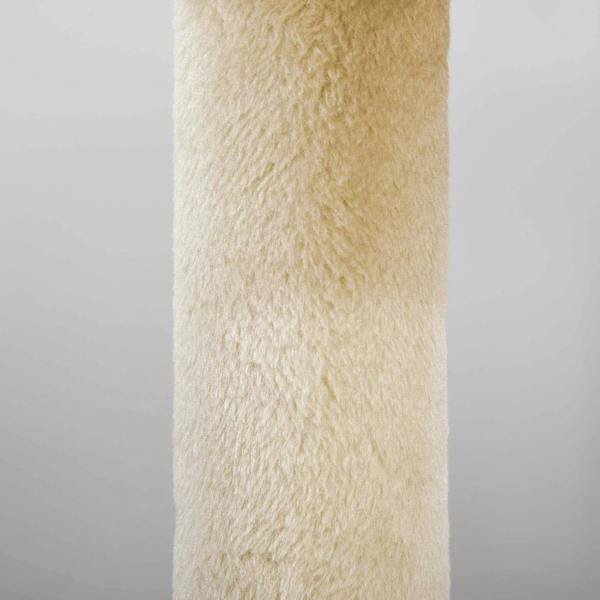 Close-up view of cream sisal-wrapped scratching post texture for a cat tree