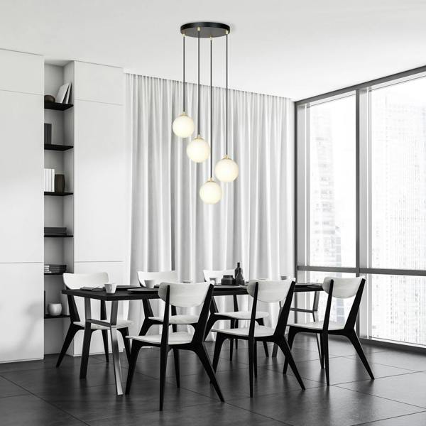 Emibig ROYAL Pendant lamp 4 x E14  Black, gold with White Shade