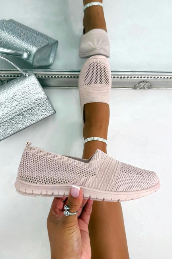 Love Lemonade Comfort Airflow Knit Slip-On Trainers Pink