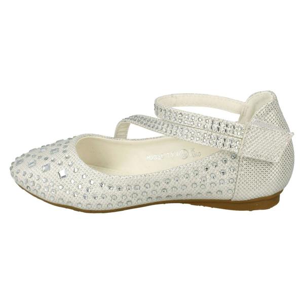 Spot On Girls Spot On Glitter Flat Ballerina Party Shoes H2335
