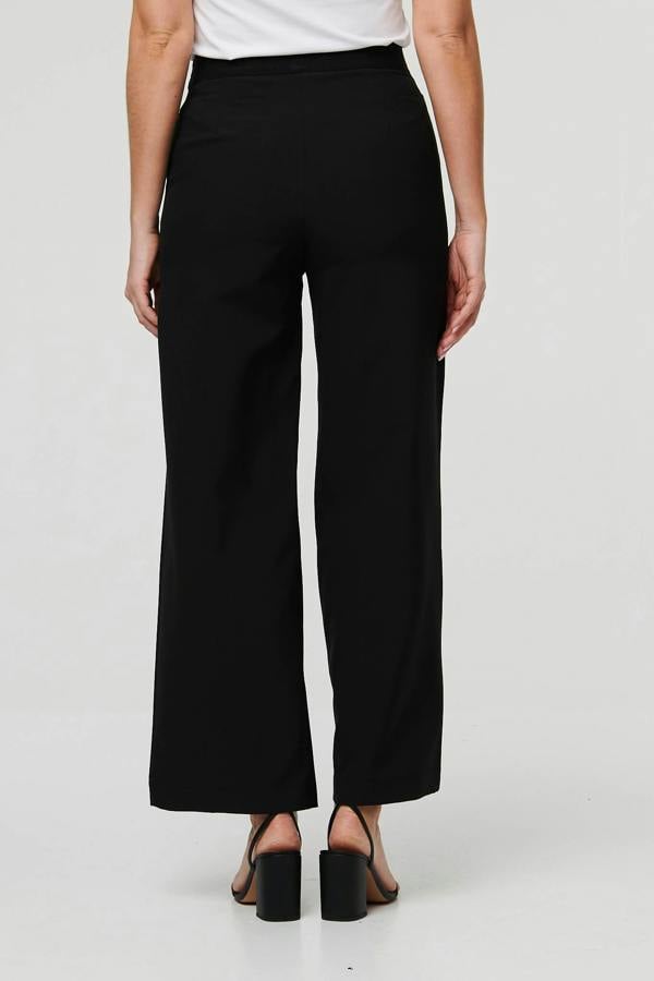 Black | High Waist Wide Leg Smart Trousers