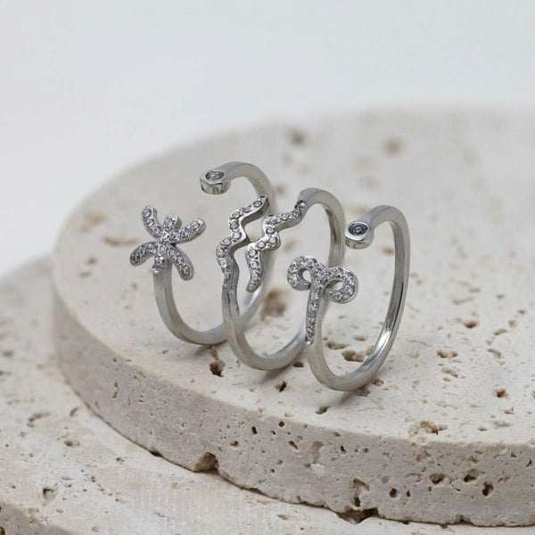 Say It With Aries Ring with CZ Stones - Silver Plated