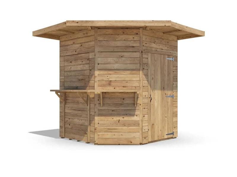Dunster House Outdoor Bar Shed 2.4m x 2.4m Pressure Treated The Corner Hangover Garden Bar III