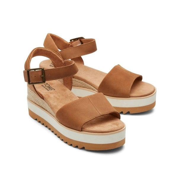 TOMS Diana Leather Women's Tan Wedges
