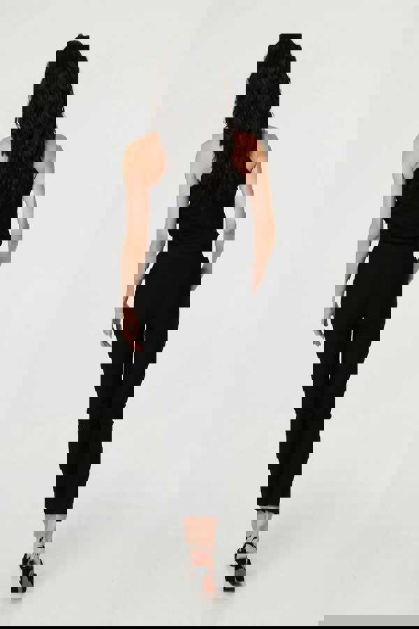 Black | Stretch High Waist Slim Cropped Trousers
