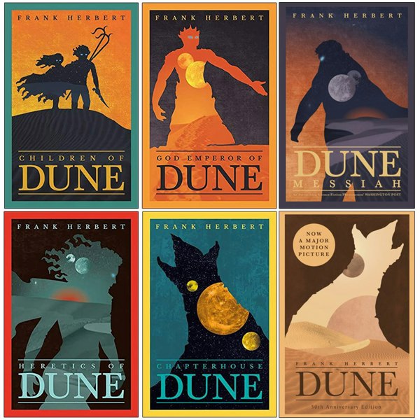 Frank Herbert Dune Series 6 Books Set Children Of Dune, God Emperor Of Dune & more