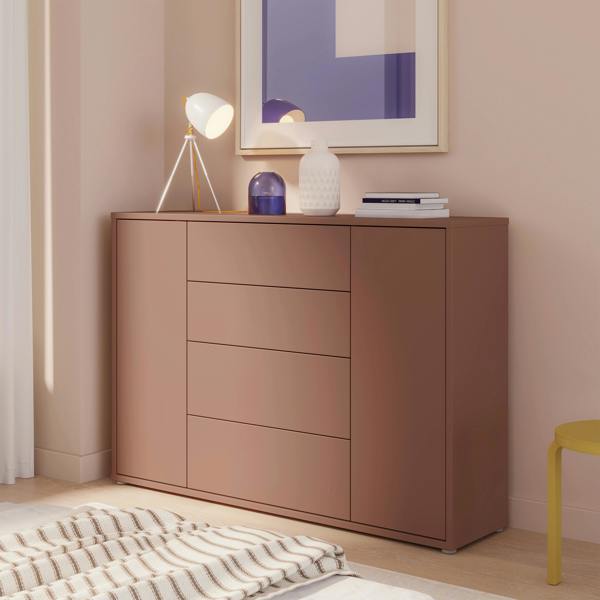 Furniture To Go Alice Springs Wide Sideboard with 4 Drawers & 2 Doors with Push-to-Open in Terracotta
