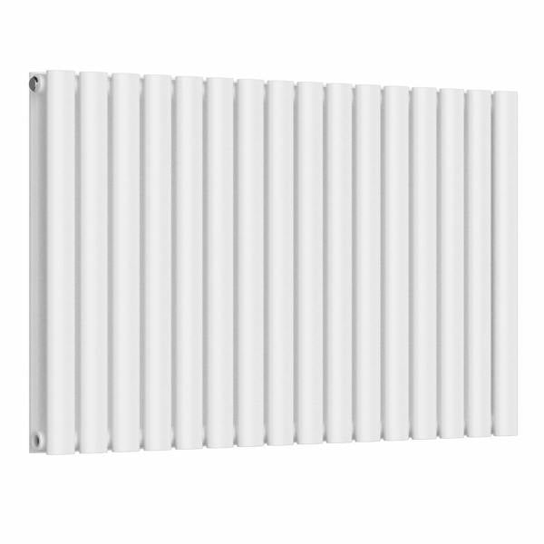 MYHOMEWARE White 960 x 600 mm Modern Horizontal Column Designer Radiator Oval Double Panel Radiator Heater