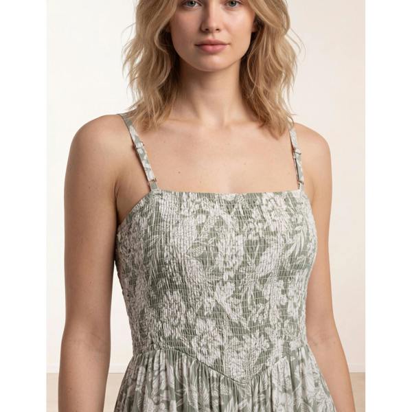Blue Vanilla Crinkle Shirred Strappy Jumpsuit
