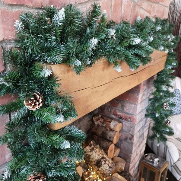 Samuel Alexander 270cm x 25cm Samuel Alexander Snow King Fir Christmas Garland with Pine Cones