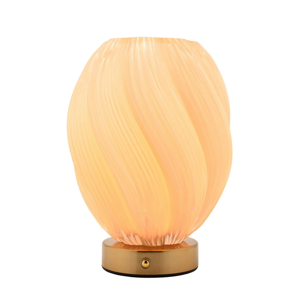 Hestia Swirl Glass LED Rechargeable Touch Lamp