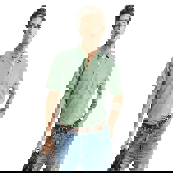 Gant Mens Contrast Pique Polo Shirt - Light Green - 