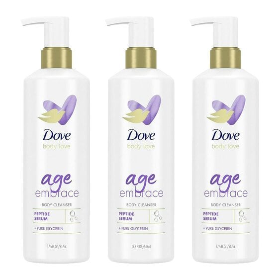 Dove Body Love Age Embrace Body Cleanser with Peptide Serum & Glycerin, 3x517ml