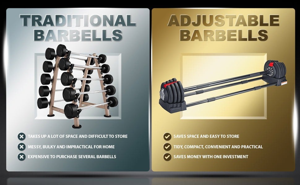 Strongology ELEMENT SET Home Fitness Black/Red Adjustable Smart Barbell/Dumbbell/Kettlebell from 2kg up to 19kg Training Weights