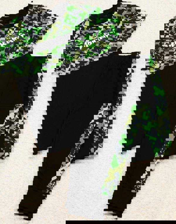 Minecraft Boys Green Short Sleeve Long Leg Pyjama Set