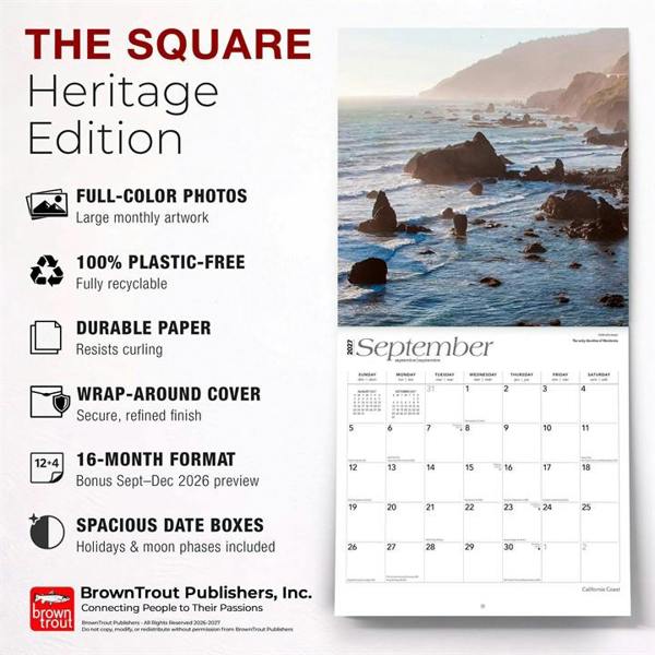 California Coast Calendar 2027, Wall Calendars, Month To View, Travel, Gift