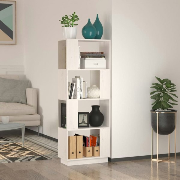 Berkfield Book Cabinet/Room Divider White 51x25x132 cm Solid Wood Pine