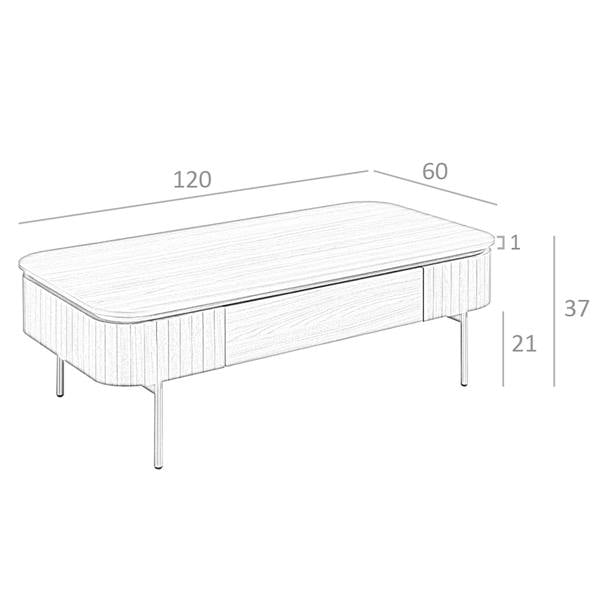 Angel Cerdá Rectangular Coffee Table in Walnut and Gold Polished Steel 2108