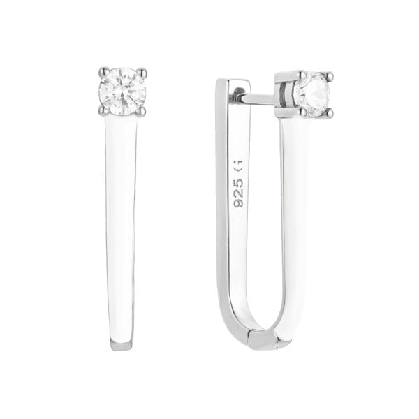 Gold Trip White Enamel U Hoop Earrings