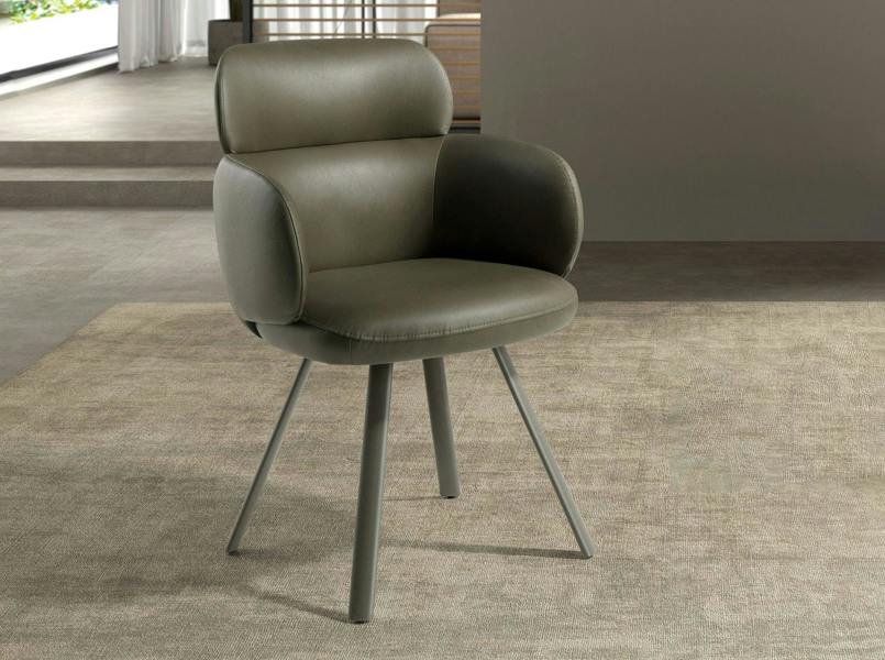 Angel Cerdá Swivel Chair in Olive Green Leatherette 4202