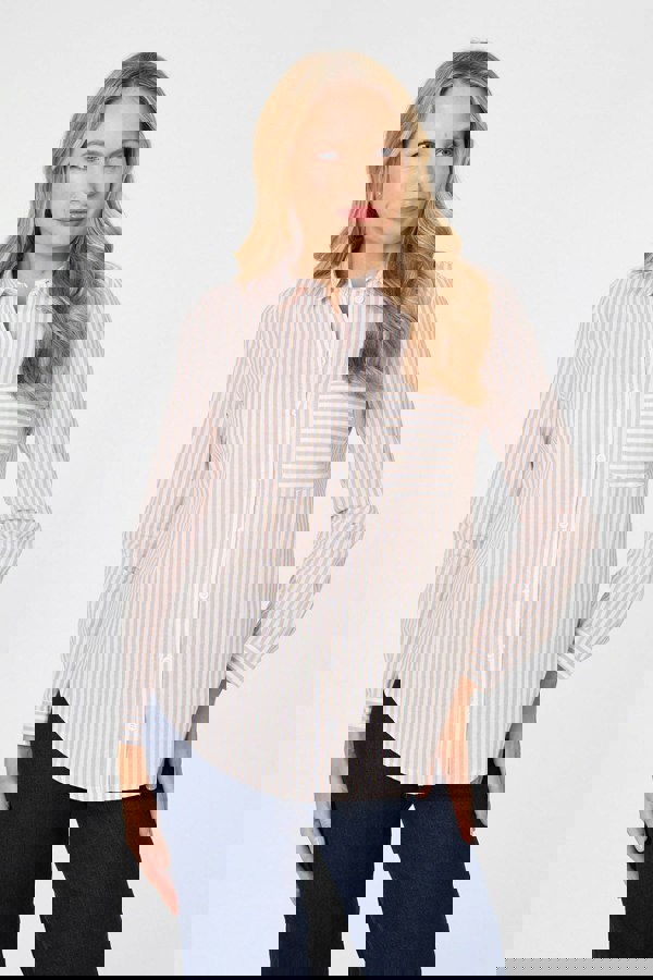 Beige | Striped Long Sleeve Shirt
