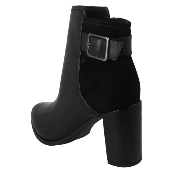 Clarks Ladies Clarks Buckle Detailed Zip Fastening Leather Ankle Boots Freva85 Buckle