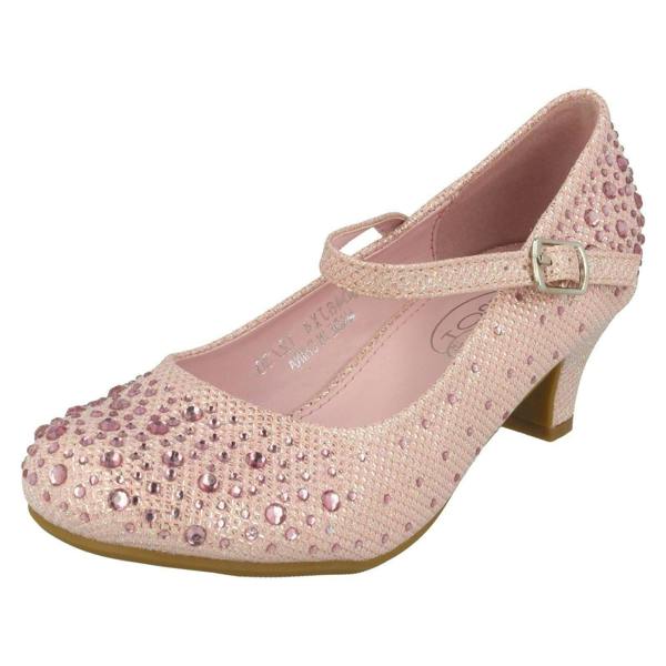Spot On Girls Junior Spot On Sparkly Kitten Heel Party Shoes