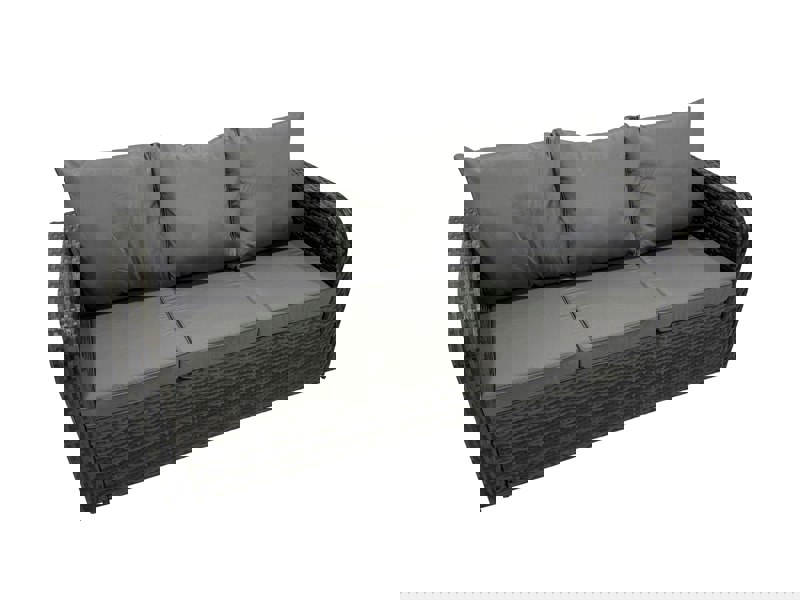 Fimous Rattan Garden Furniture Dining Set 6 seater Patio Height Adjustable Rising Lifting Table Sofa Set with 2 Side Tables Dark Grey Mixed