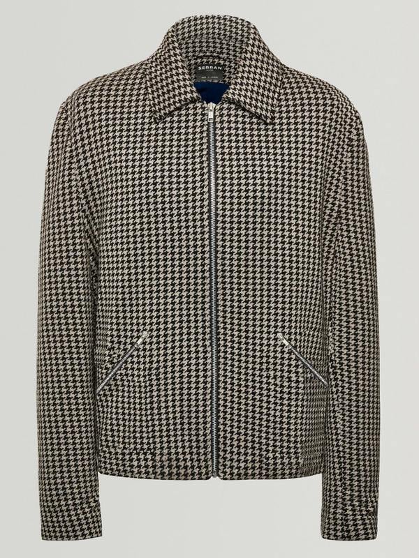 Serran London Houndstooth Knitted Jacket - Black & Grey