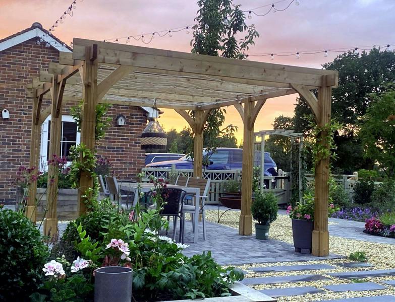 Dunster House Wooden Pergola Garden Plant Frame Furniture Kit Leviathan 4m x 3m