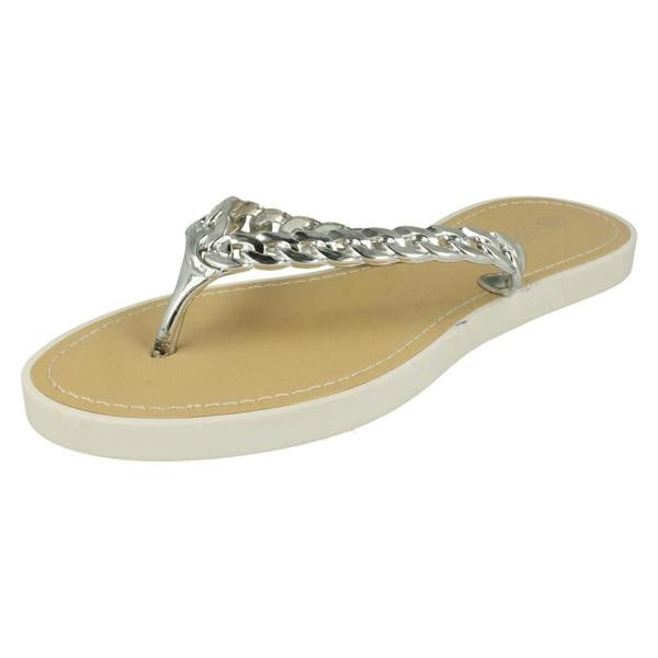 Savannah Ladies Savannah Toe Post Sandals With Upper Detailing
