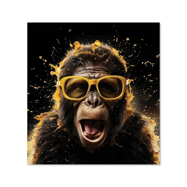 Warren Reed - Designer Splashart Monkey Face With Yellow Glasses Kitchen Splashback