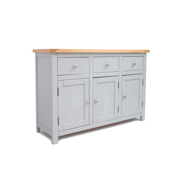 Cabinet Bits Argenta Light Grey 3 Drawer 3 Door Sideboard Chrome Knob