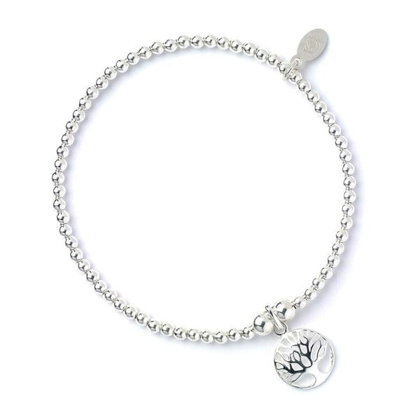 Circle Tree of Life on Silver Ball Bead Bracelet - MYLEE London