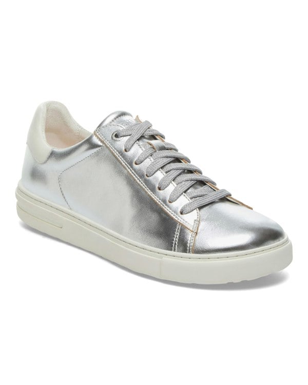 Birkenstock Bend Low Natural Leather Womens Trainers - Metallic Silver