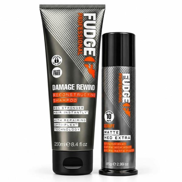 Fudge Damage Rewind Deconstructing Shampoo 250ml + Fudge 'Sculpt' Matte Hed Extra 85ml styling Clay
