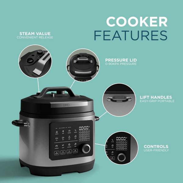 DMD Collective 6L Electric Multi Cooker Pressure Cooker with LED Display