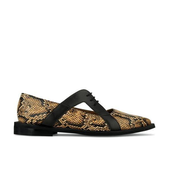 Embassy London Harlowe - Brown Snake - Women's cutout leather lace up shoe