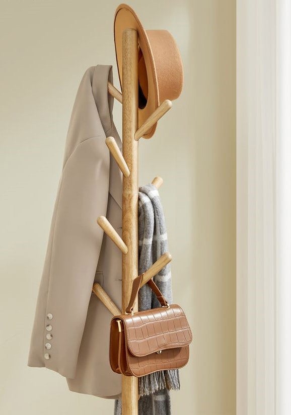 Modcraft Coat Rack Stand Hall Tree with 8 Hooks and Storage Shelf