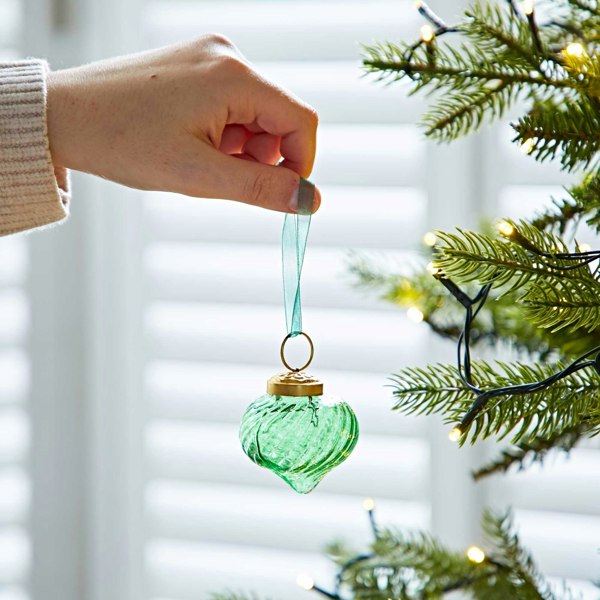 Paper High Set of 4 Keya Coloured Recycled Glass Raindrop Baubles