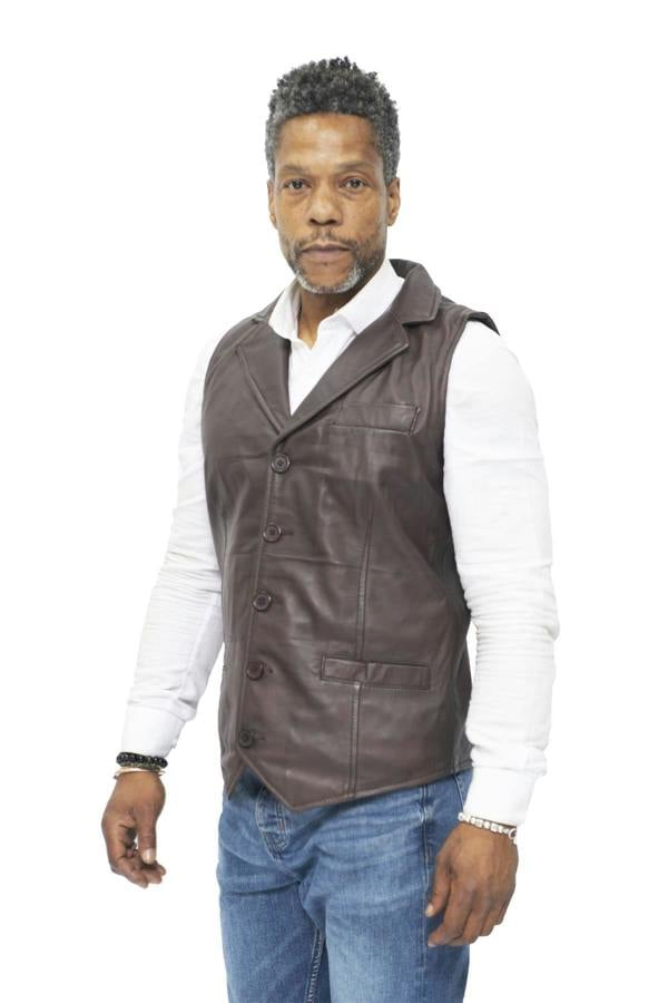 Infinity Leather Mens Smart Classic Leather Waistcoat-Bristol